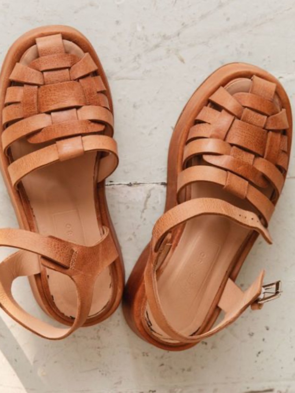 Either/Or Tan Woven Leather Platform Fisherman Sandals NWT / 10 - Picture 5 of 12